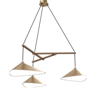 Emily Group of Three Chandelier Light in Gold Metallic Tone by Daniel Becker for Moss Objects For Sale