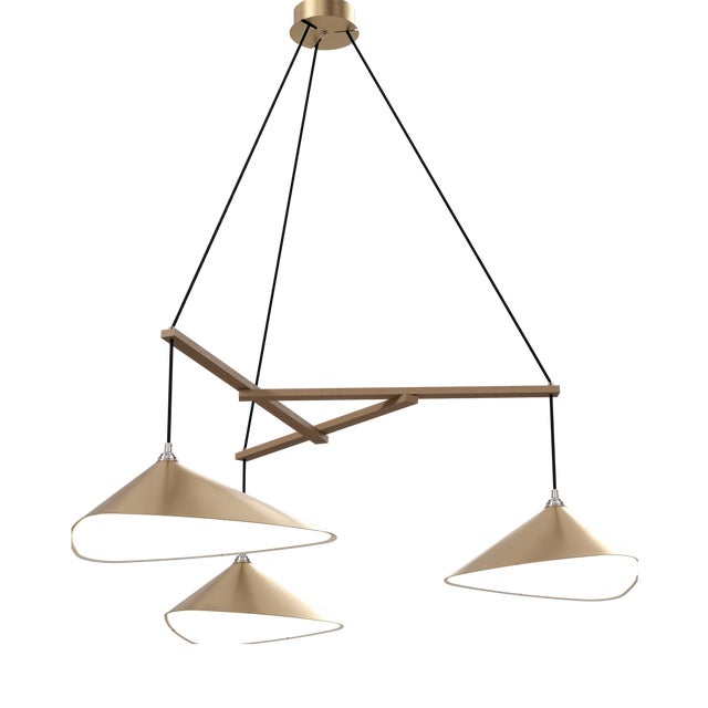 Emily Group of Three Chandelier Light in Gold Metallic Tone by Daniel Becker for Moss Objects For Sale
