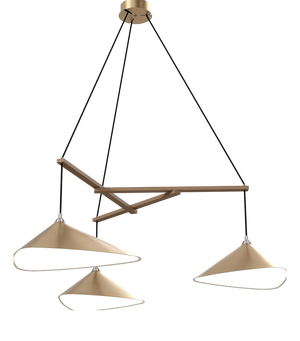 Emily Group of Three Chandelier Light in Gold Metallic Tone by Daniel Becker for Moss Objects