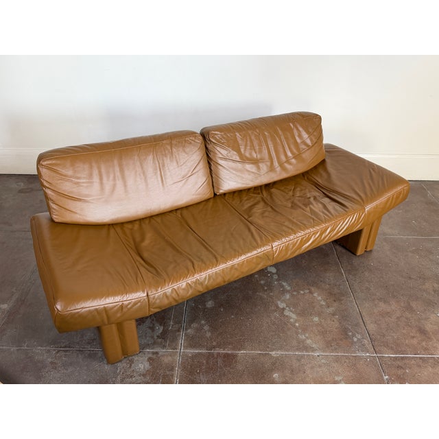 Vintage 1980's Italian Leather Postmodern Sofa For Sale - Image 4 of 9