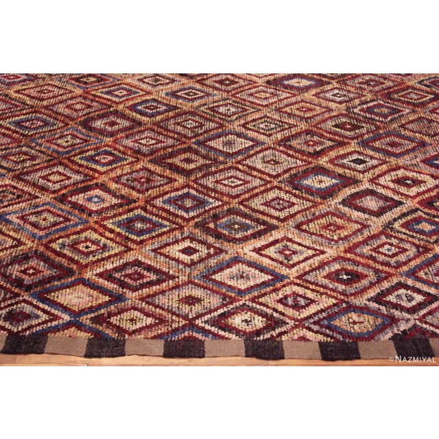 Large Colorful Handmade Diamond Pattern Modern Contemporary Wool Area Rug For Sale In New York - Image 6 of 7