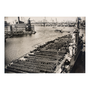 USS Roosevelt, New York Navy Day 1945, Silver Gelatin B and W Photography Framed