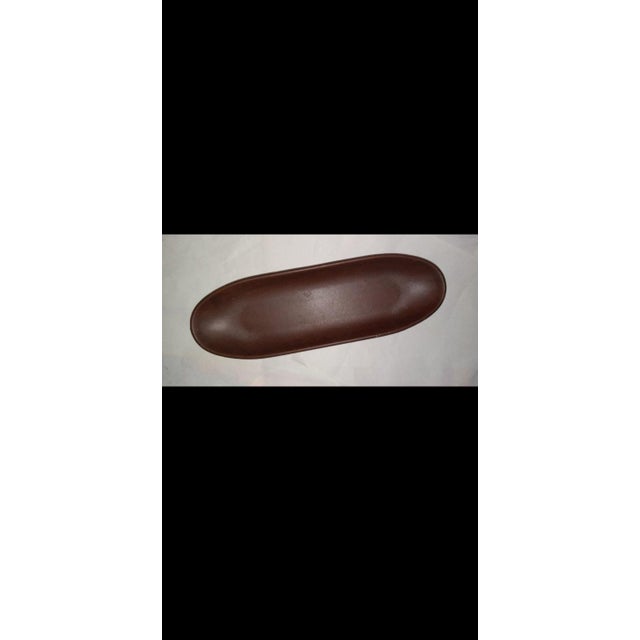 Minimalist Chic Decorative Oval Brown Fruit Bowl Platter For Sale In New York - Image 6 of 6