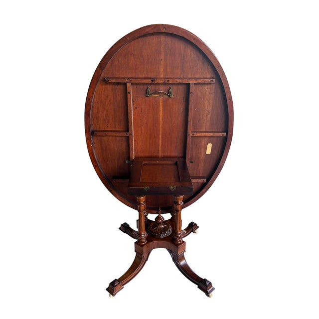 An English Burr Walnut and Marquetry Tilt-Top Oval Breakfast/Center Table For Sale - Image 10 of 13