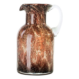 Vintage Bubble Glass Pitcher with Amber Accents, Italy, 1970s For Sale