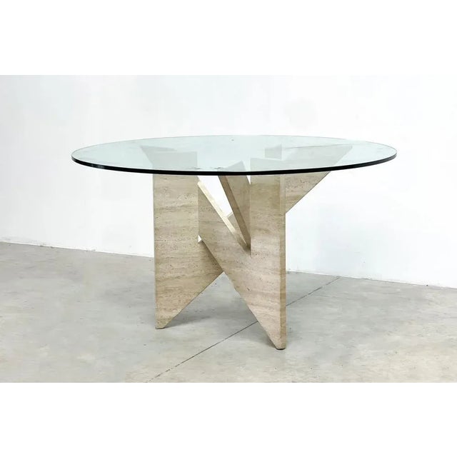 Architectural Travertine Dining Table, 1970s, in Good conditions. Designed 1970 to 1979