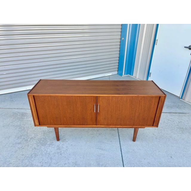 Mid-Century Modern 1970s Mid-Century Modern Walnut Tambour Door Credenza / Media Console For Sale - Image 3 of 12