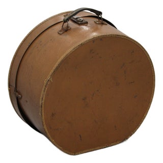 Round Brown Hat Box, 1920s For Sale