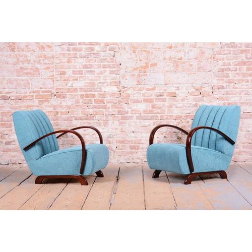 Art Deco Seating Set in Oak and Walnut, from Hala, 1940s, Set of 3 For Sale - Image 4 of 16