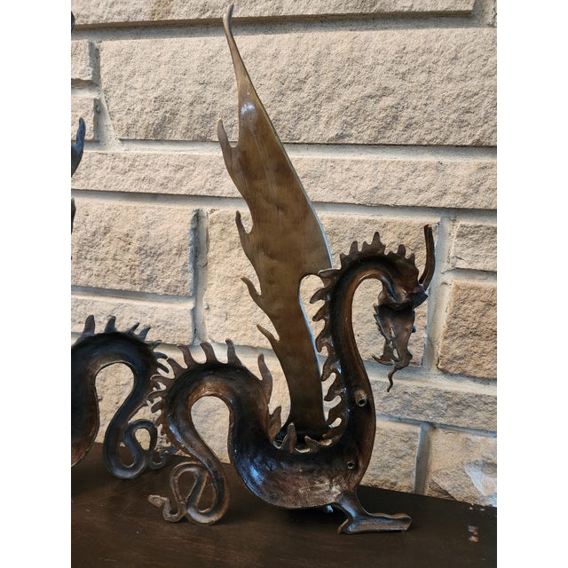 Bronze 1990s Pair of Bronze Dragon Sculptures Left and Right Facing For Sale - Image 8 of 8