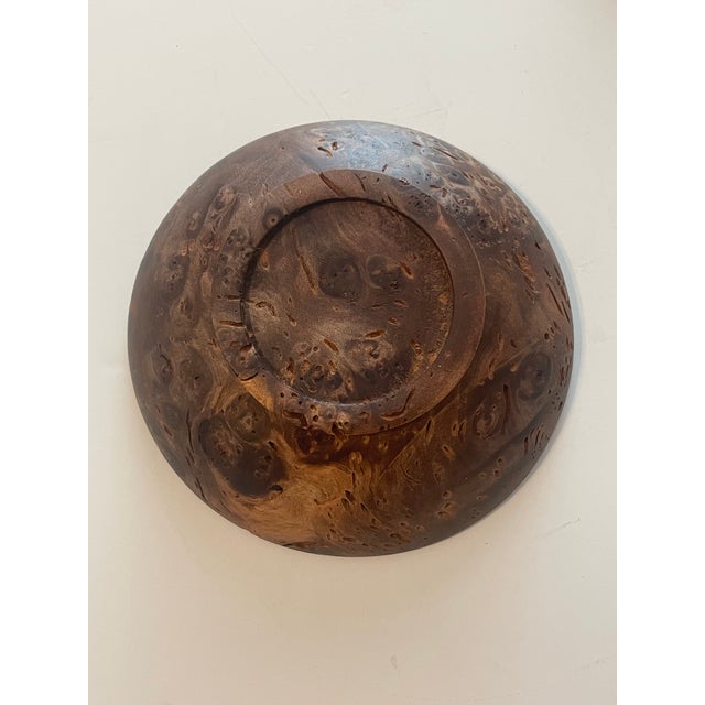 1990s Burl Wood, Olive and Wormy Elm Bowl and Dish, a Pair For Sale - Image 9 of 10