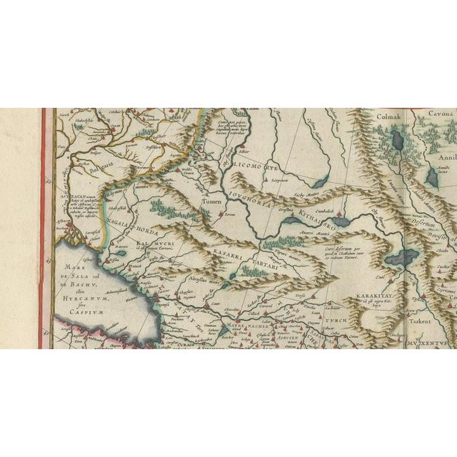 Copper Imperial Tartary Map of Central Asia with Caravan Scene from Blaeu, 1642 For Sale - Image 8 of 12