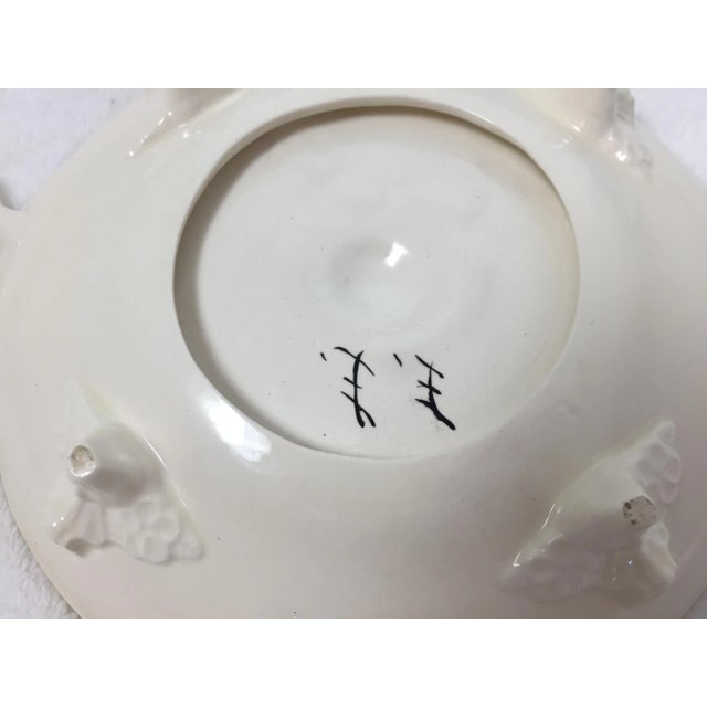 Vintage Asian Hand Painted Footed Porcelain Server For Sale - Image 4 of 6