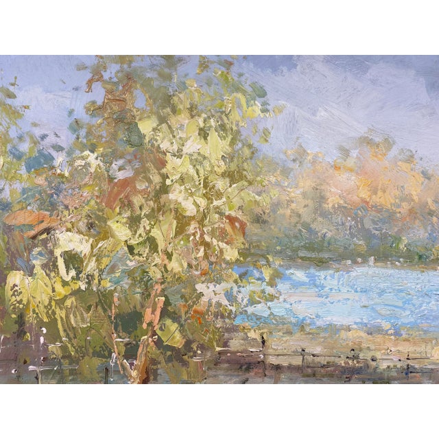 Wood Impressionistic Landscape Original Oil Painting For Sale - Image 7 of 12