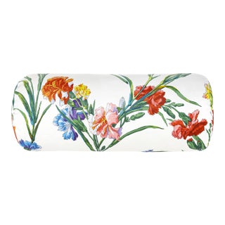 Scalamandre 21" x 7" Dianthus Bolster Pillow in Summer Bouquet For Sale