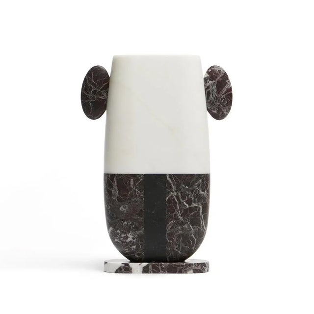 Pietro marble vase by Matteo Cibic Dimensions: 10.7 x 2.9 x 15.1 cm Materials: Bianco Michelangelo, Rosso Levanto Vases...