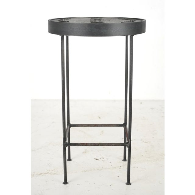 Black Wichita Water Dept. Water Meter Cover Stool Side Table For Sale - Image 8 of 11