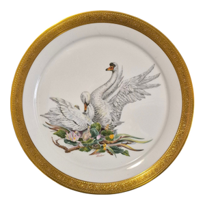 Vintage 1972 Edward Marshall Boehm Birds of Peace Mute Swans Gilded Platter