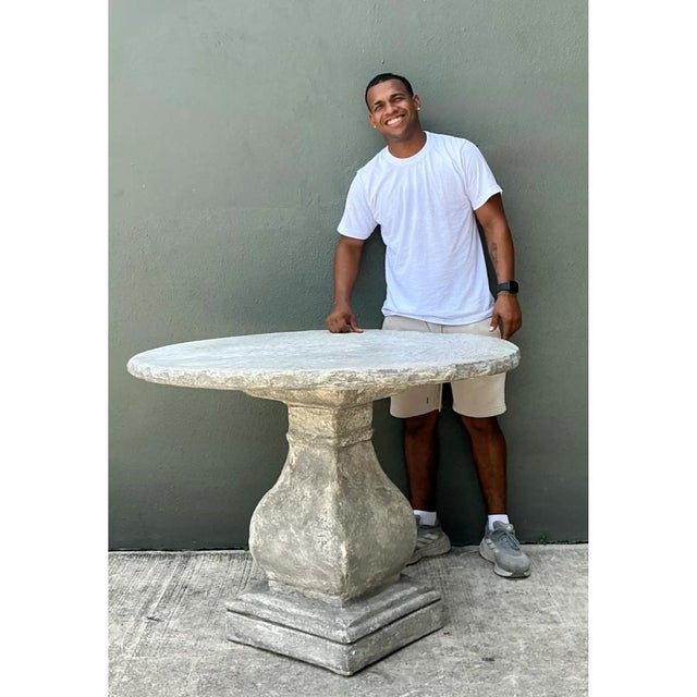 Sculpture Materials Vintage Cement Pedestal Table For Sale - Image 7 of 12