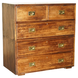 Hardwood Military Officers Campaign Chest of Drawers, 1880s