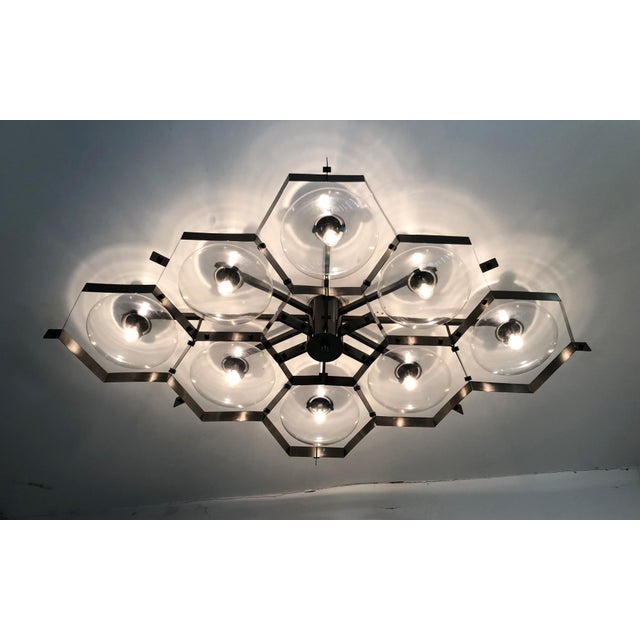 Italian 21st Century Beehive Satin Black Nickel Clear Murano Flush Mount by Fabio LTD For Sale - Image 3 of 9