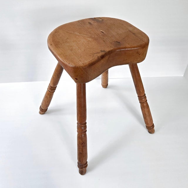 Good overall condition. Usual signs of wear. There is some play in the legs, but the stool is very sturdy and comfortable....