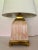 Wonderful vintage brass and washed wood square table lamp. This lamp is chunky and heavy with great brass detail. The...