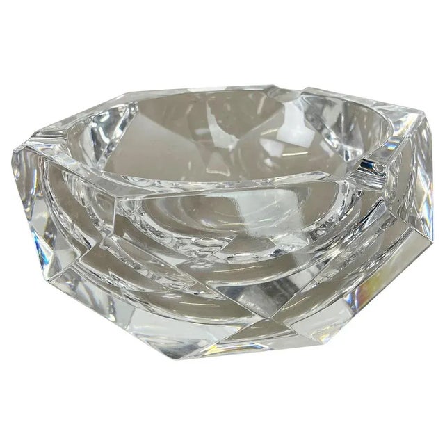 Heavy Crystal Diamond Glass Ashtray from Val Saint Lambert, Belgium, 1970s For Sale - Image 12 of 12