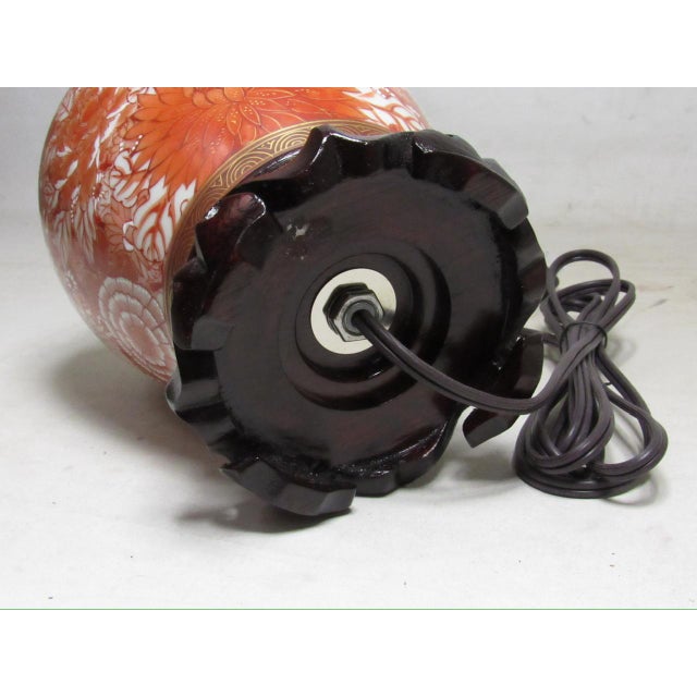 1950s Japanese Kutani Porcelain Ginger Jar Lamp For Sale - Image 14 of 15