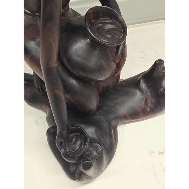 Vintage 1950s Balinese Modernist Ebony Water Carrier – Authentited Njana Tilem Gallery Piece For Sale - Image 9 of 12