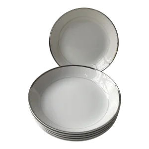 90's Harmony House China "Silver Melody" Soup Bowls S/6