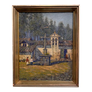 20th Century Oil on Canvas "The Chapel of Consolation" For Sale