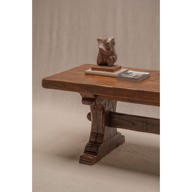 Large Brutalist Dining Table in Oak, 1970s For Sale - Image 4 of 18