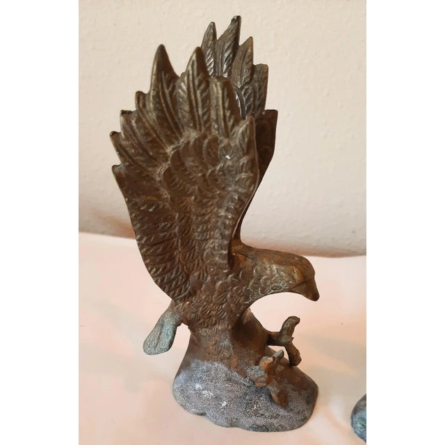 Vintage Brass Eagle Bird Bookends Usa America For Sale - Image 9 of 12