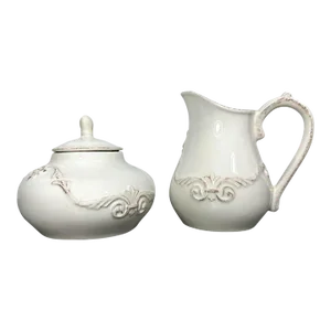 Vintage Daniel Cremieux Maison Marie Antoinette Lidded Sugar Dish and Creamer Set- 2 Pieces
