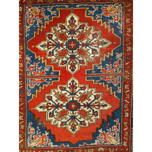 19th Century Handwoven Anatolian Village Rug, Caucasian Design Wool, 4' x 5' For Sale - Image 13 of 18