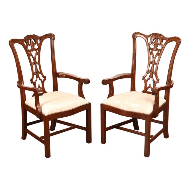 Scarborough House Chippendale Style Pair Of Mahogany Armchairs For Sale