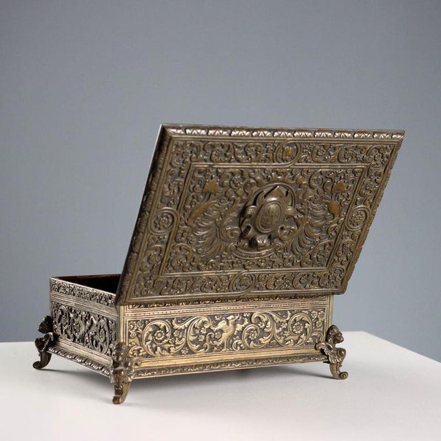 Green Vintage Chiseled Bronze Chest For Sale - Image 8 of 11