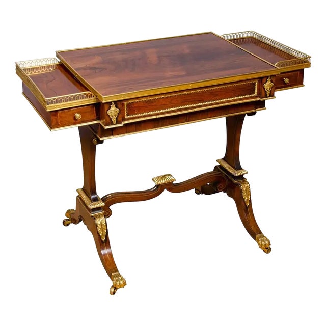 Pair of Fine Regency Rosewood and Bronze Mounted Writing / Games Table For Sale