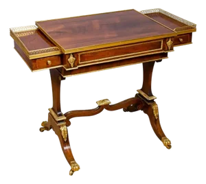Pair of Fine Regency Rosewood and Bronze Mounted Writing / Games Table