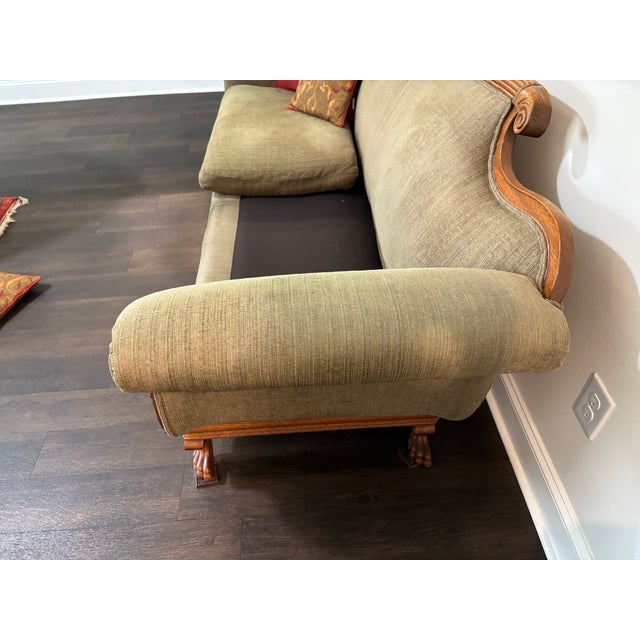 Vintage Sofa With Beautiful Carved Wood Accents For Sale - Image 11 of 13