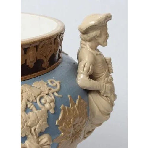 1920th century. Europe. Ceramics, painting. Height 26 cm, diameter 26 cm. The pot has a small crack inside it.