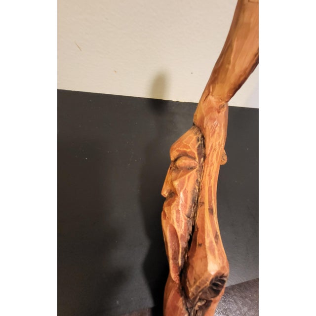 Vintage Carved Wood Spirit Walking Cane For Sale - Image 10 of 10