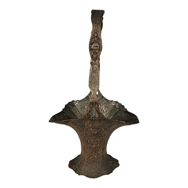 Antique Silver Wedding Basket Cross Silver For Sale