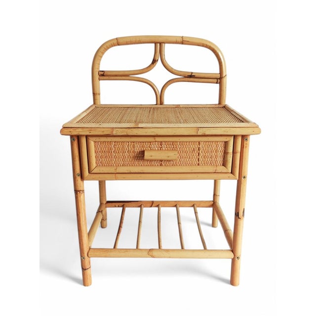 Mid-Century Bamboo and Woven Rattan Side Table, 1960s For Sale - Image 14 of 14