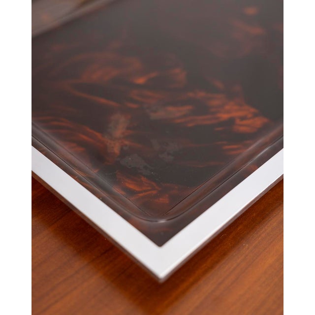 1970s Vintage Italian Brass and Acrylic Glass Tray, 1970s For Sale - Image 5 of 7