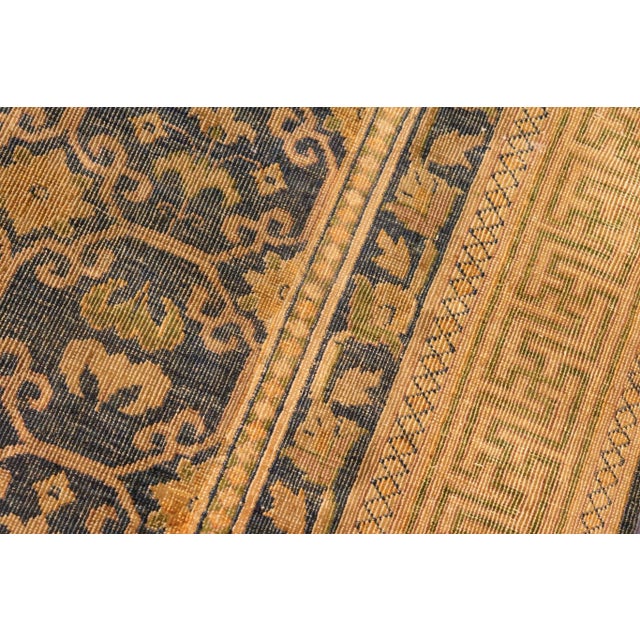 1980s 1980s Bohemian Semi Antique Low Pile Blue/Gold Wool Rug - 6'1" X 6'10" For Sale In New York - Image 6 of 9