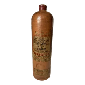 Antique Late 1800s Stoneware Distilled Liqueur Gin Bottle Paper Label Netherlands