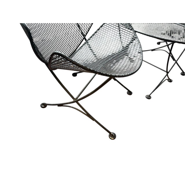 Metal 1960s Maurizio Tempestini Salterini Three Piece Clam Patio Set Two Chairs Table Matching, Attributed For Sale - Image 7 of 13