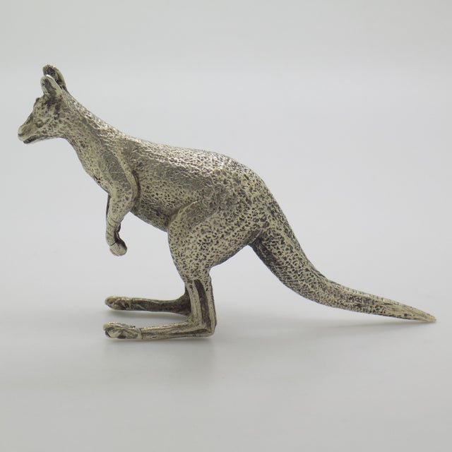 Italian Vintage Italian Handmade Genuine Silver Kangaroo Large Rare Detailed Figurine Sculpture For Sale - Image 3 of 9